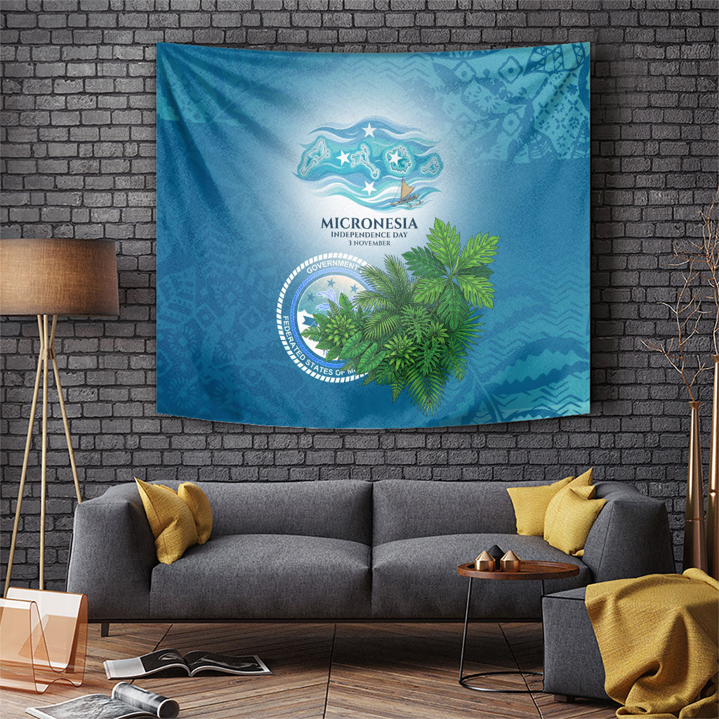 Micronesia Independence Day Tapestry FSM Patriotic Pacific Island Nan Madol Ruins Seabird Tropical