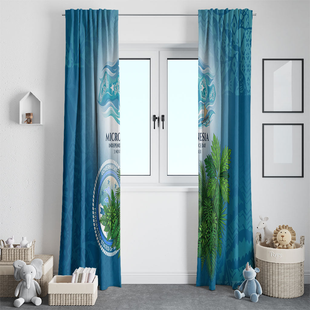 Micronesia Independence Day Window Curtain FSM Patriotic Pacific Island Nan Madol Ruins Seabird Tropical