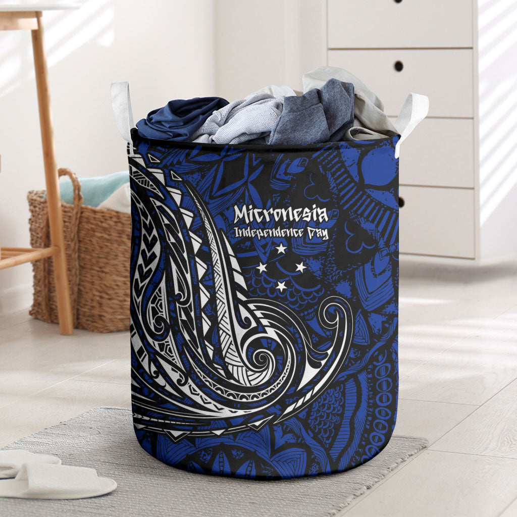 Micronesia Independence Day FSM Laundry Basket Tribal Tattoo Pattern Flag Seal Heritage