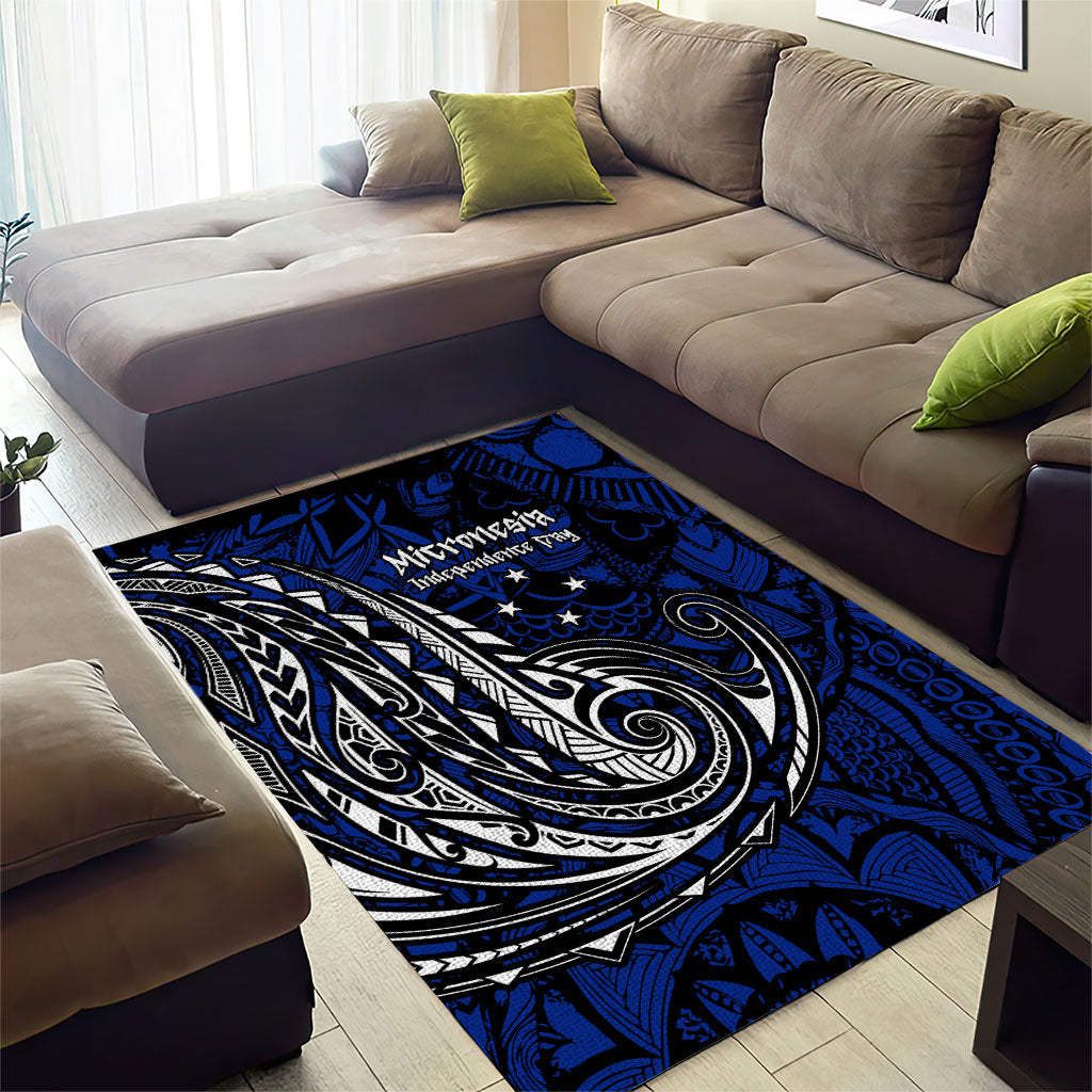 Micronesia Independence Day FSM Area Rug Tribal Tattoo Pattern Flag Seal Heritage