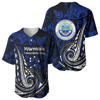Micronesia Independence Day FSM Baseball Jersey Tribal Tattoo Pattern Flag Seal Heritage