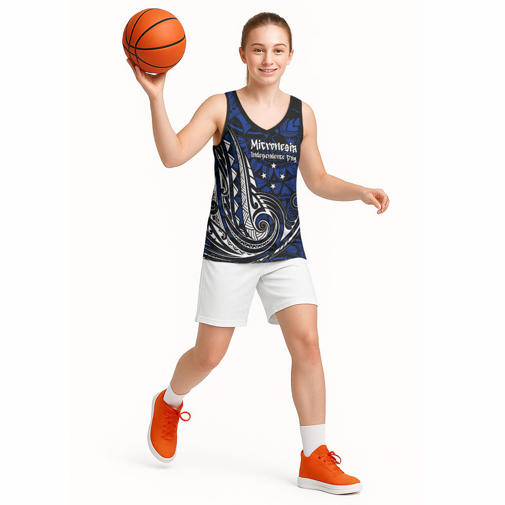 Micronesia Independence Day FSM Basketball Jersey Tribal Tattoo Pattern Flag Seal Heritage