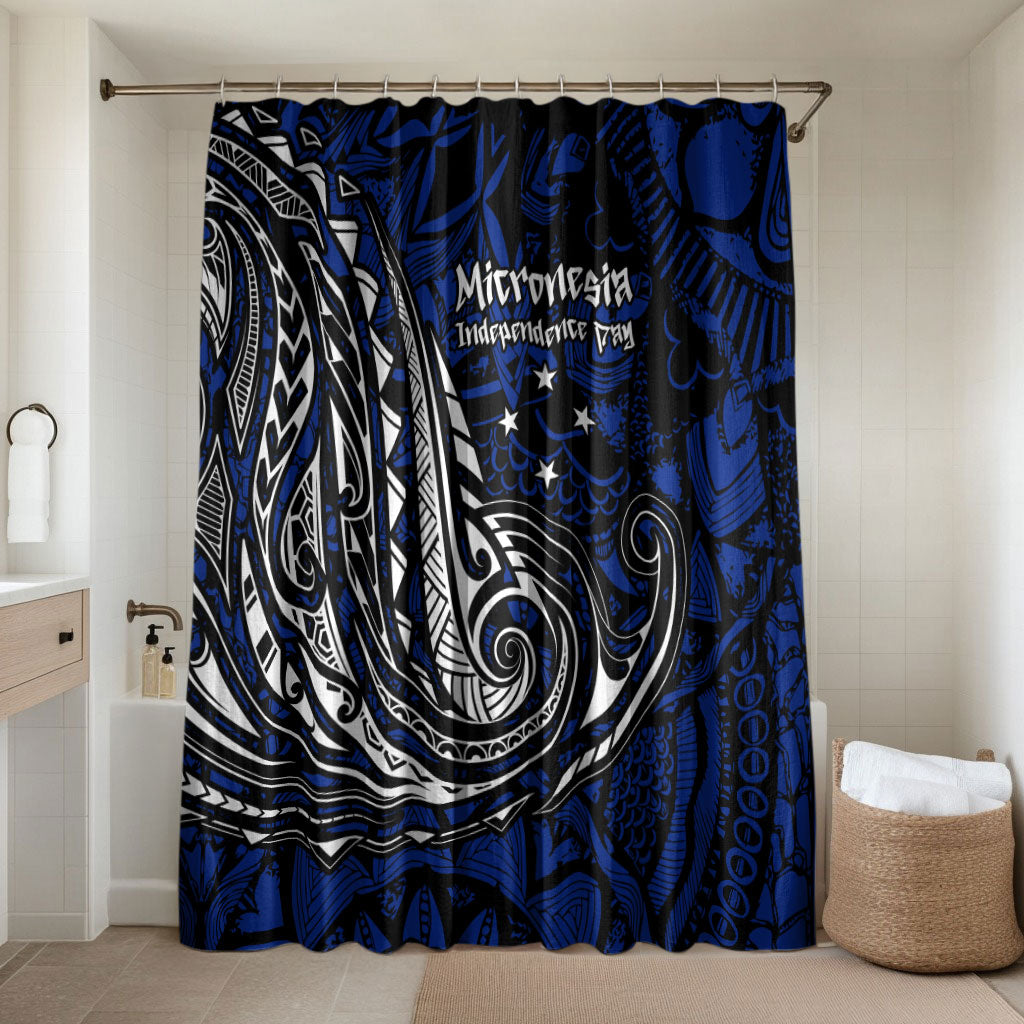 Micronesia Independence Day FSM Bathroom Set Tribal Tattoo Pattern Flag Seal Heritage