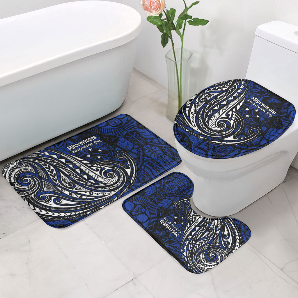 Micronesia Independence Day FSM Bathroom Set Tribal Tattoo Pattern Flag Seal Heritage