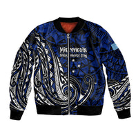 Micronesia Independence Day FSM Bomber Jacket Tribal Tattoo Pattern Flag Seal Heritage
