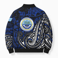 Micronesia Independence Day FSM Bomber Puffer Jacket Tribal Tattoo Pattern Flag Seal Heritage