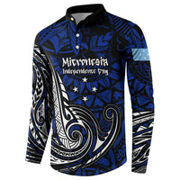Micronesia Independence Day FSM Button Sweatshirt Tribal Tattoo Pattern Flag Seal Heritage