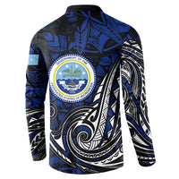 Micronesia Independence Day FSM Button Sweatshirt Tribal Tattoo Pattern Flag Seal Heritage
