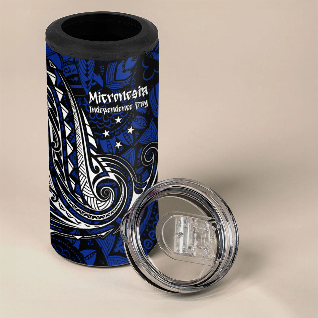 Micronesia Independence Day FSM 4 in 1 Can Cooler Tumbler Tribal Tattoo Pattern Flag Seal Heritage