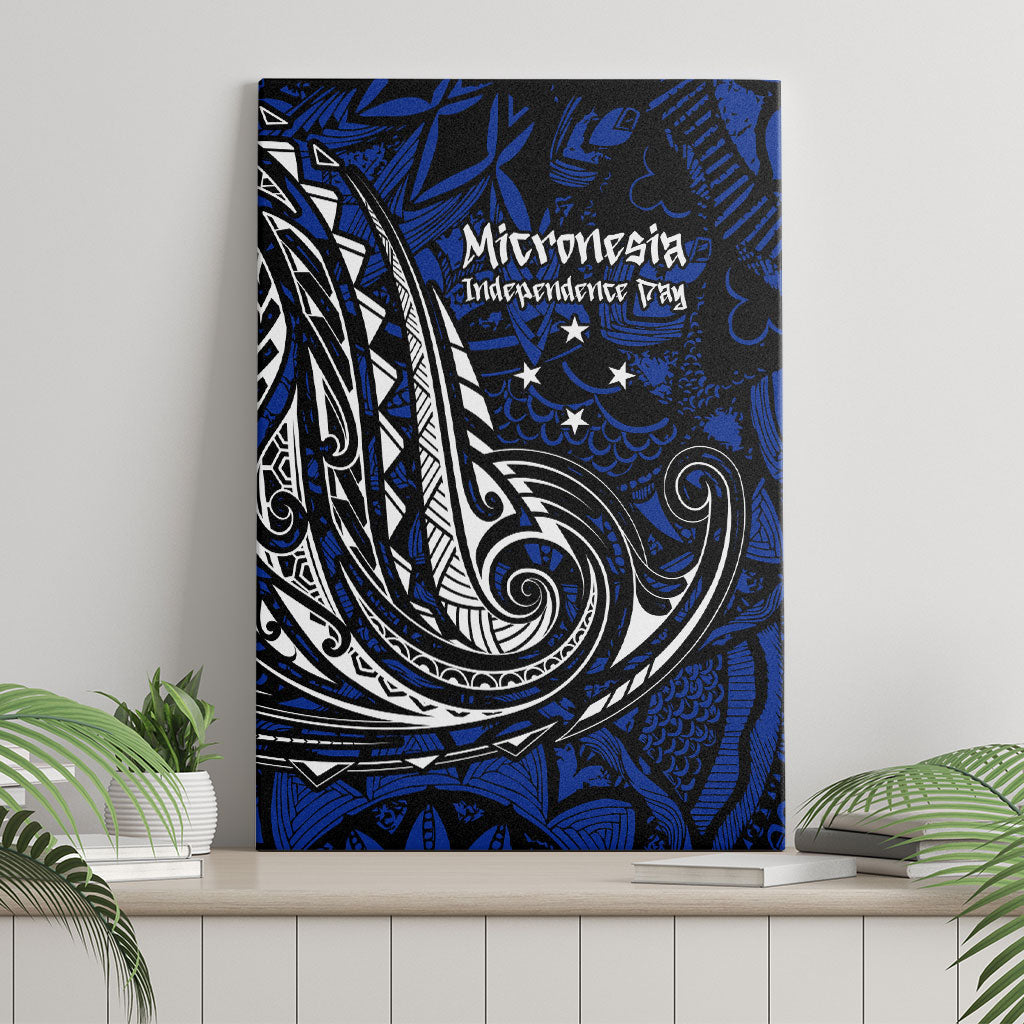 Micronesia Independence Day FSM Canvas Wall Art Tribal Tattoo Pattern Flag Seal Heritage