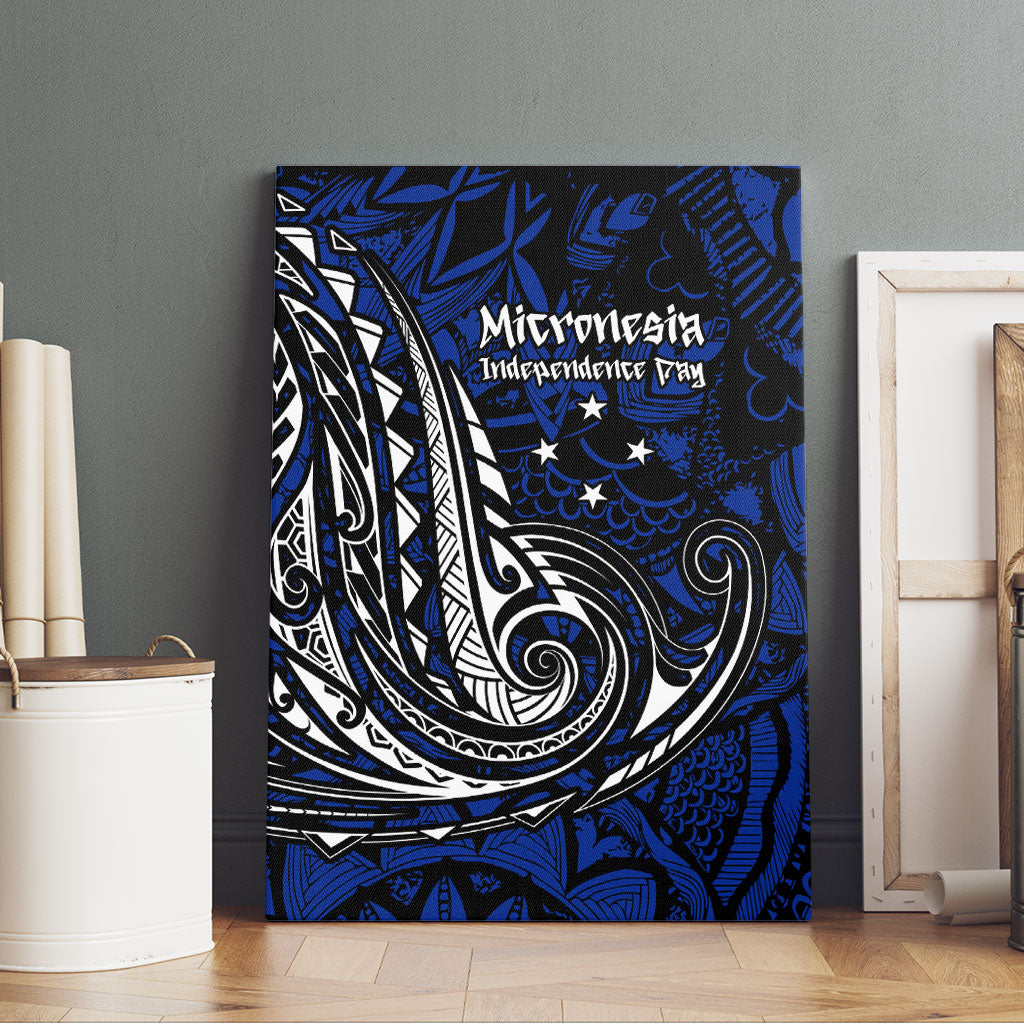 Micronesia Independence Day FSM Canvas Wall Art Tribal Tattoo Pattern Flag Seal Heritage
