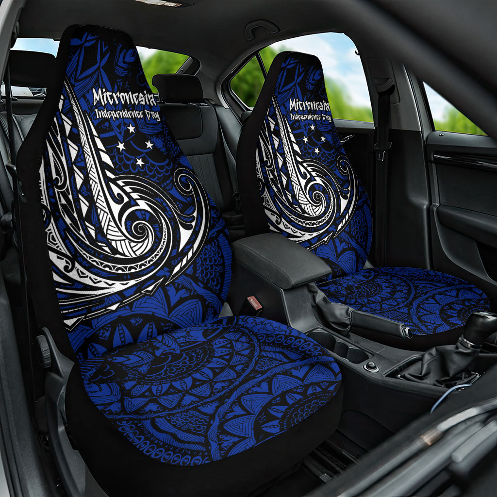 Micronesia Independence Day FSM Car Seat Cover Tribal Tattoo Pattern Flag Seal Heritage