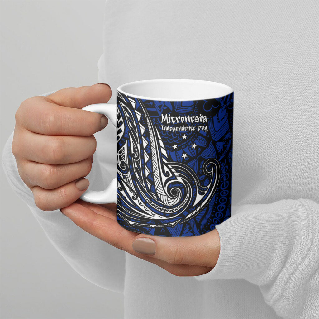 Micronesia Independence Day FSM Ceramic Mug Tribal Tattoo Pattern Flag Seal Heritage
