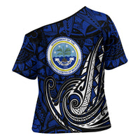 Micronesia Independence Day FSM Cross Shoulder Shirt Tribal Tattoo Pattern Flag Seal Heritage