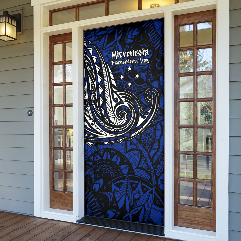 Micronesia Independence Day FSM Door Cover Tribal Tattoo Pattern Flag Seal Heritage