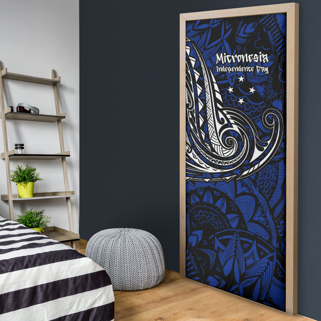 Micronesia Independence Day FSM Door Cover Tribal Tattoo Pattern Flag Seal Heritage