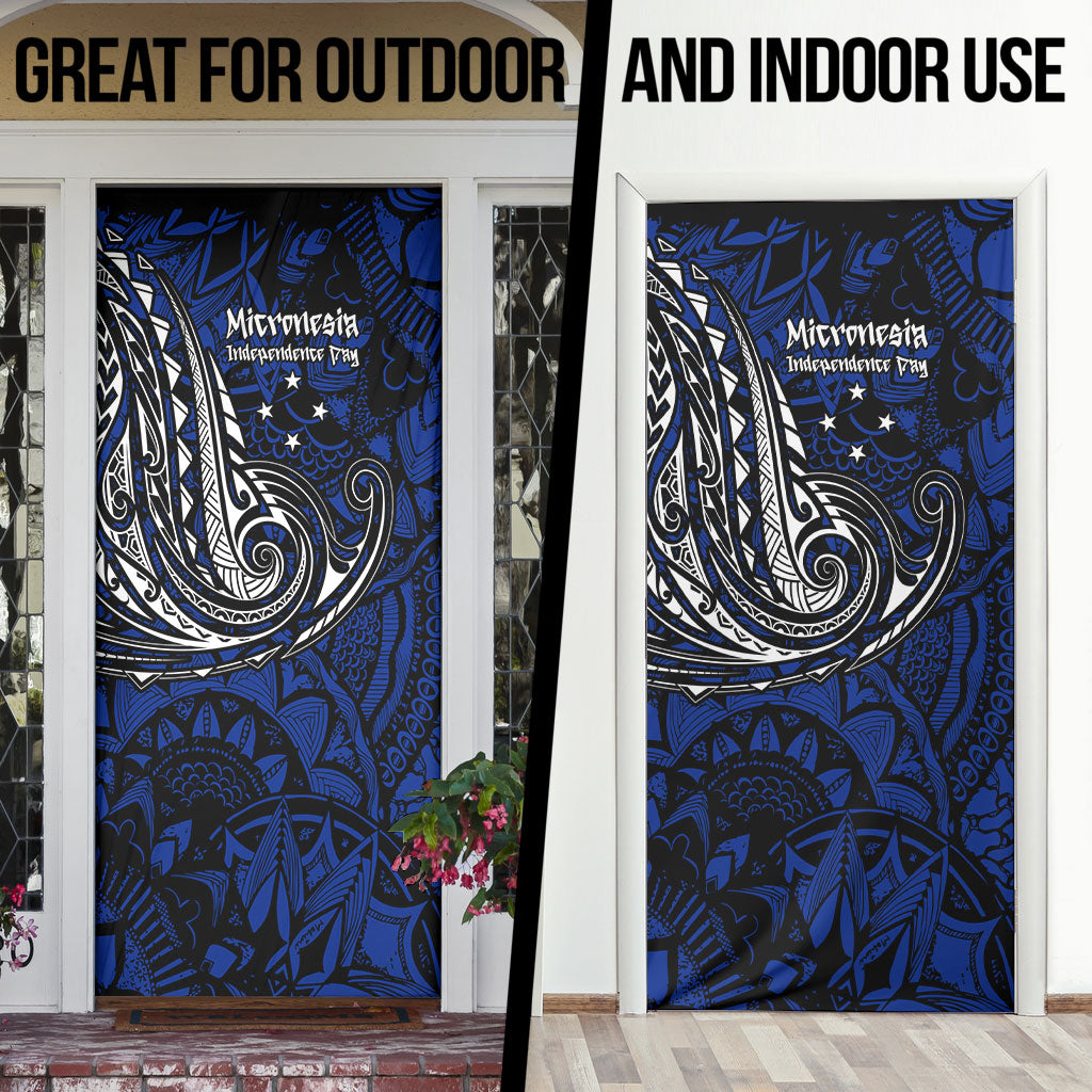 Micronesia Independence Day FSM Door Cover Tribal Tattoo Pattern Flag Seal Heritage