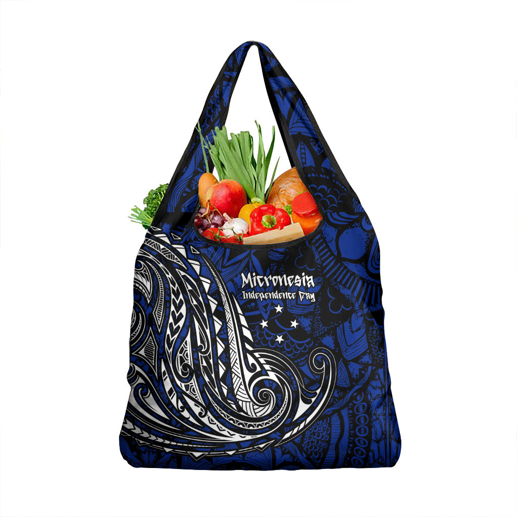 Micronesia Independence Day FSM Grocery Bag Tribal Tattoo Pattern Flag Seal Heritage