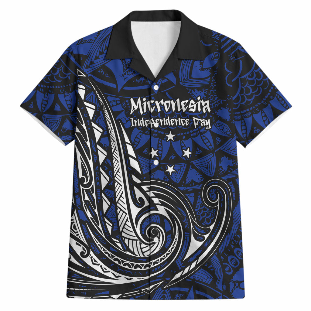 Micronesia Independence Day FSM Hawaiian Shirt Tribal Tattoo Pattern Flag Seal Heritage