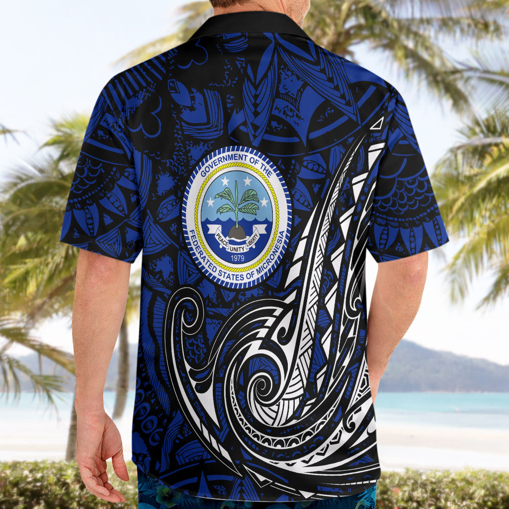 Micronesia Independence Day FSM Hawaiian Shirt Tribal Tattoo Pattern Flag Seal Heritage