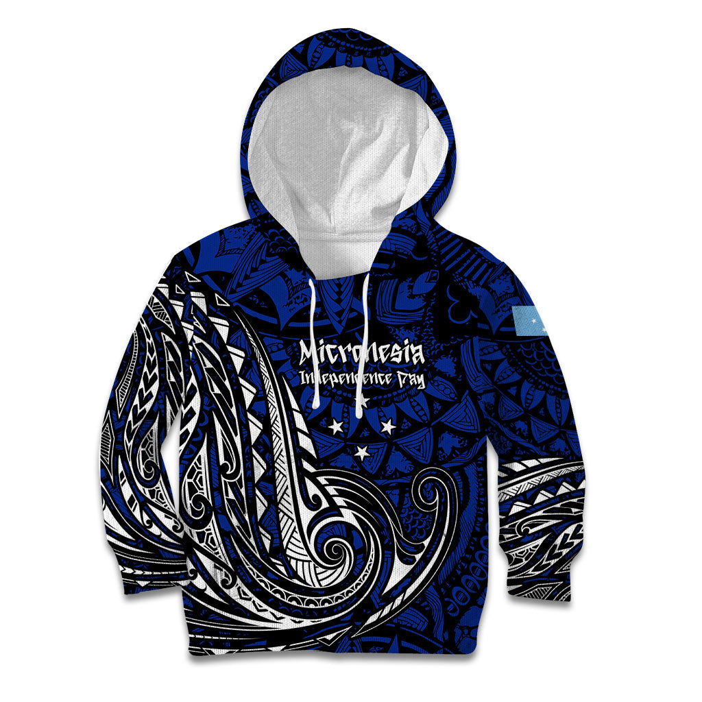 Micronesia Independence Day FSM Kid Hoodie Tribal Tattoo Pattern Flag Seal Heritage