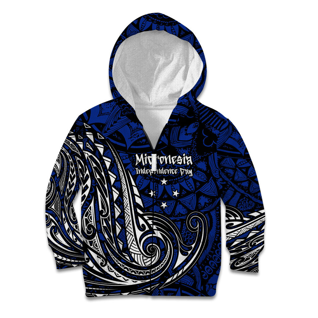 Micronesia Independence Day FSM Kid Hoodie Tribal Tattoo Pattern Flag Seal Heritage