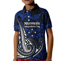 Micronesia Independence Day FSM Kid Polo Shirt Tribal Tattoo Pattern Flag Seal Heritage