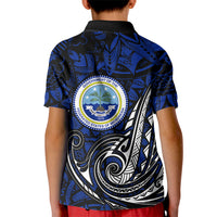 Micronesia Independence Day FSM Kid Polo Shirt Tribal Tattoo Pattern Flag Seal Heritage