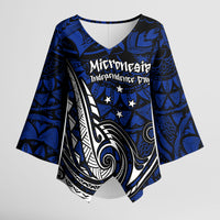 Micronesia Independence Day FSM Kimono Sleeve Blouse Tribal Tattoo Pattern Flag Seal Heritage