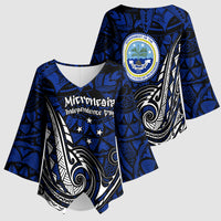 Micronesia Independence Day FSM Kimono Sleeve Blouse Tribal Tattoo Pattern Flag Seal Heritage