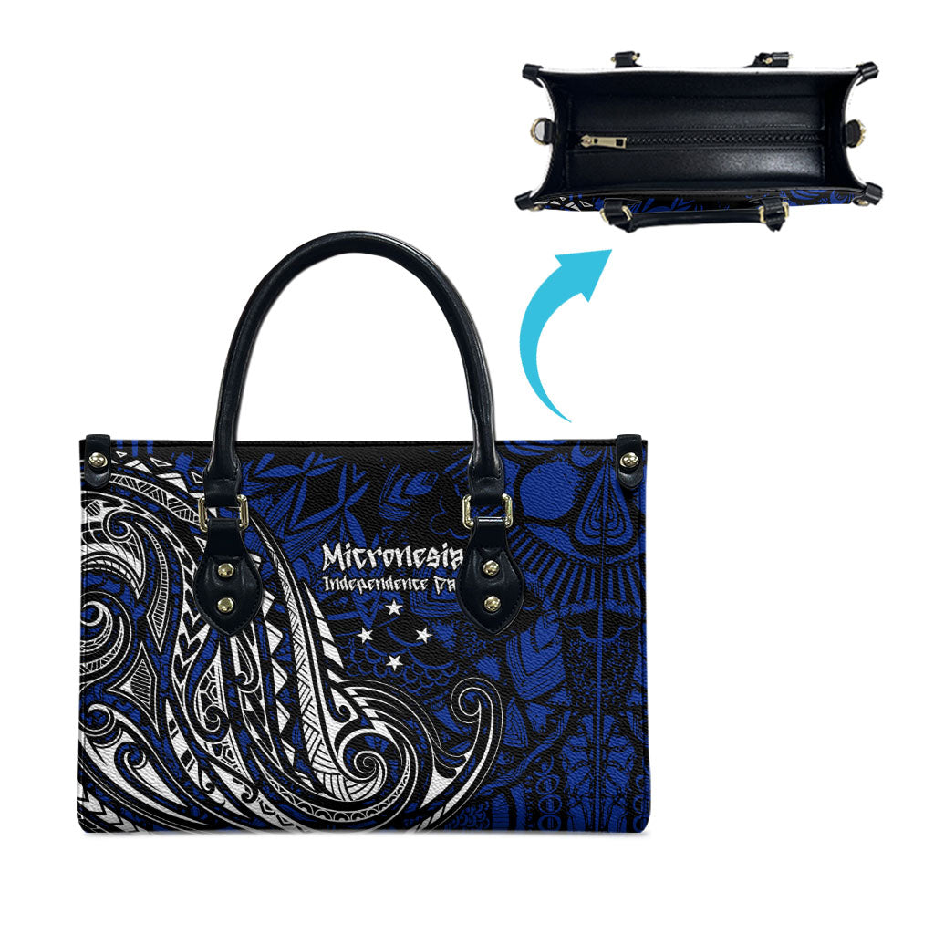 Micronesia Independence Day FSM Leather Bag Tribal Tattoo Pattern Flag Seal Heritage