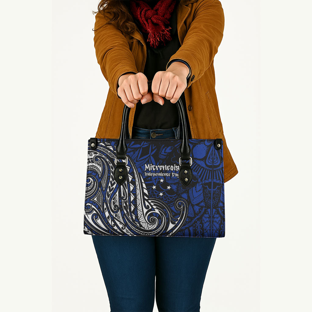Micronesia Independence Day FSM Leather Bag Tribal Tattoo Pattern Flag Seal Heritage