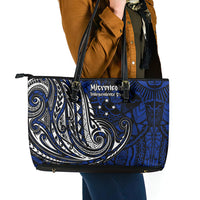 Micronesia Independence Day FSM Leather Tote Bag Tribal Tattoo Pattern Flag Seal Heritage