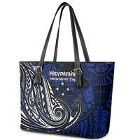 Micronesia Independence Day FSM Leather Tote Bag Tribal Tattoo Pattern Flag Seal Heritage