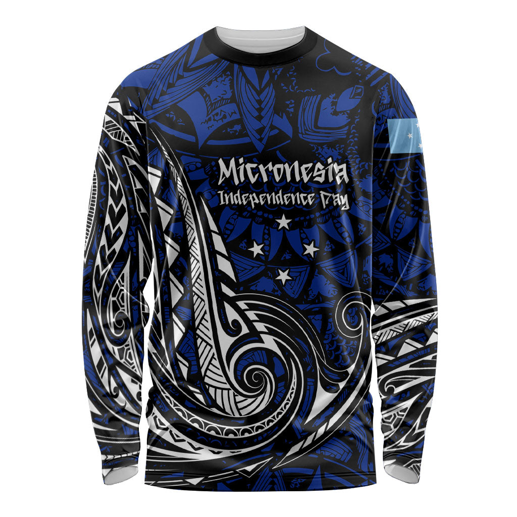 Micronesia Independence Day FSM Long Sleeve Shirt Tribal Tattoo Pattern Flag Seal Heritage