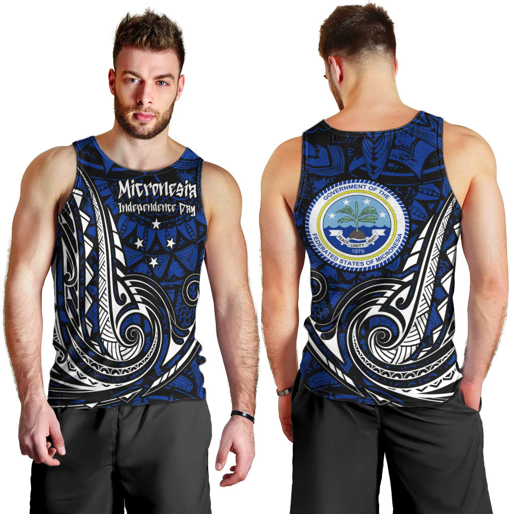 Micronesia Independence Day FSM Men Tank Top Tribal Tattoo Pattern Flag Seal Heritage