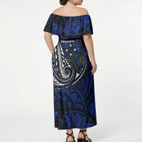 Micronesia Independence Day FSM Off Shoulder Maxi Dress Tribal Tattoo Pattern Flag Seal Heritage