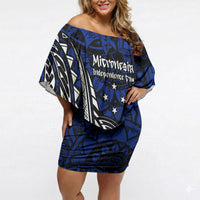 Micronesia Independence Day FSM Off Shoulder Short Dress Tribal Tattoo Pattern Flag Seal Heritage