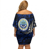 Micronesia Independence Day FSM Off Shoulder Short Dress Tribal Tattoo Pattern Flag Seal Heritage