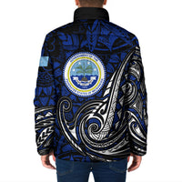 Micronesia Independence Day FSM Padded Jacket Tribal Tattoo Pattern Flag Seal Heritage