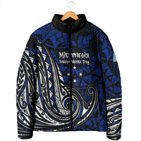 Micronesia Independence Day FSM Padded Jacket Tribal Tattoo Pattern Flag Seal Heritage