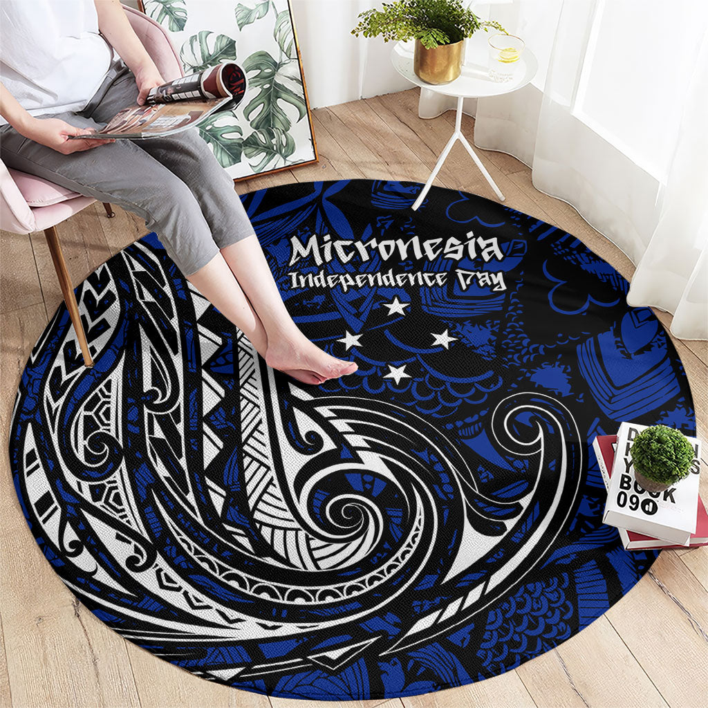 Micronesia Independence Day FSM Round Carpet Tribal Tattoo Pattern Flag Seal Heritage