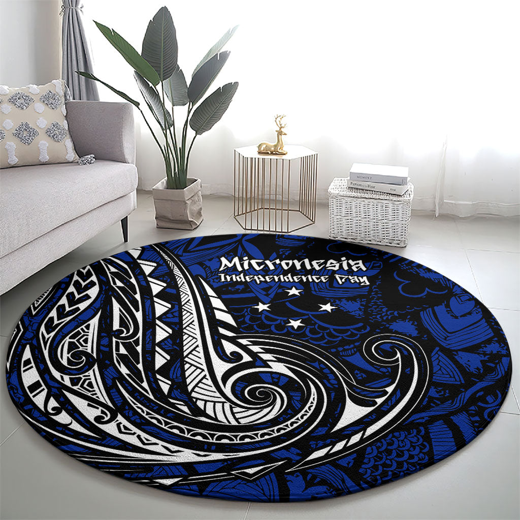Micronesia Independence Day FSM Round Carpet Tribal Tattoo Pattern Flag Seal Heritage