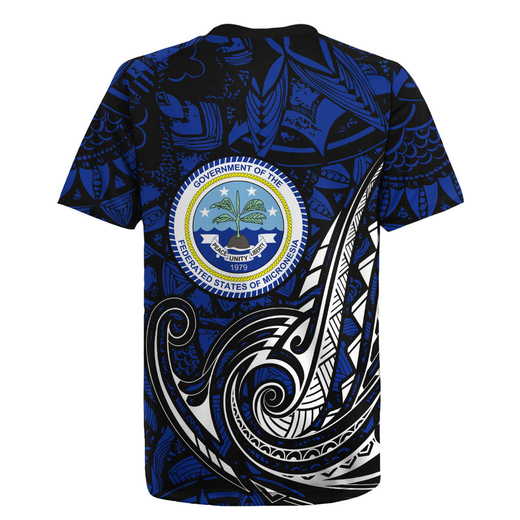 Micronesia Independence Day FSM Rugby Jersey Tribal Tattoo Pattern Flag Seal Heritage