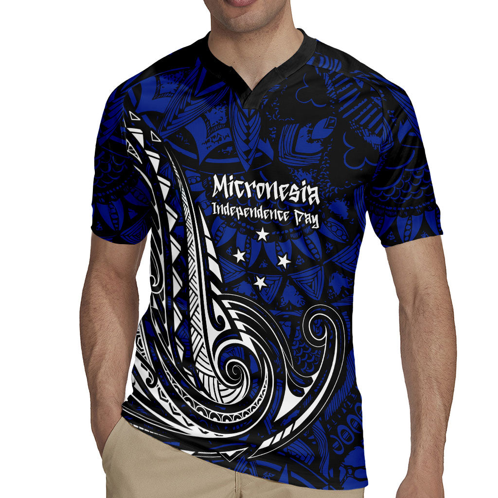 Micronesia Independence Day FSM Rugby Jersey Tribal Tattoo Pattern Flag Seal Heritage