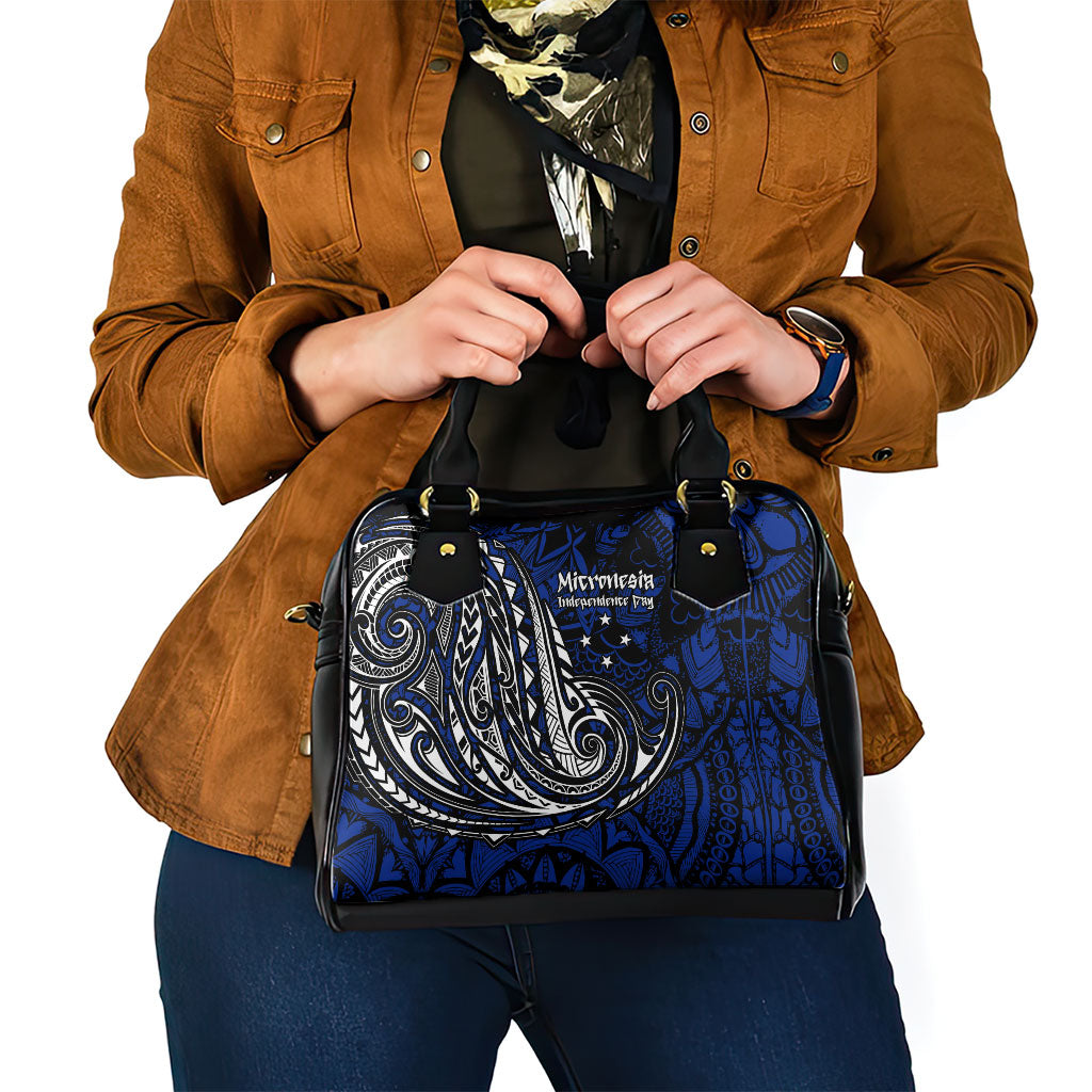 Micronesia Independence Day FSM Shoulder Handbag Tribal Tattoo Pattern Flag Seal Heritage