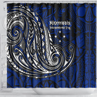 Micronesia Independence Day FSM Shower Curtain Tribal Tattoo Pattern Flag Seal Heritage