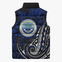 Micronesia Independence Day FSM Sleeveless Puffer Jacket Tribal Tattoo Pattern Flag Seal Heritage