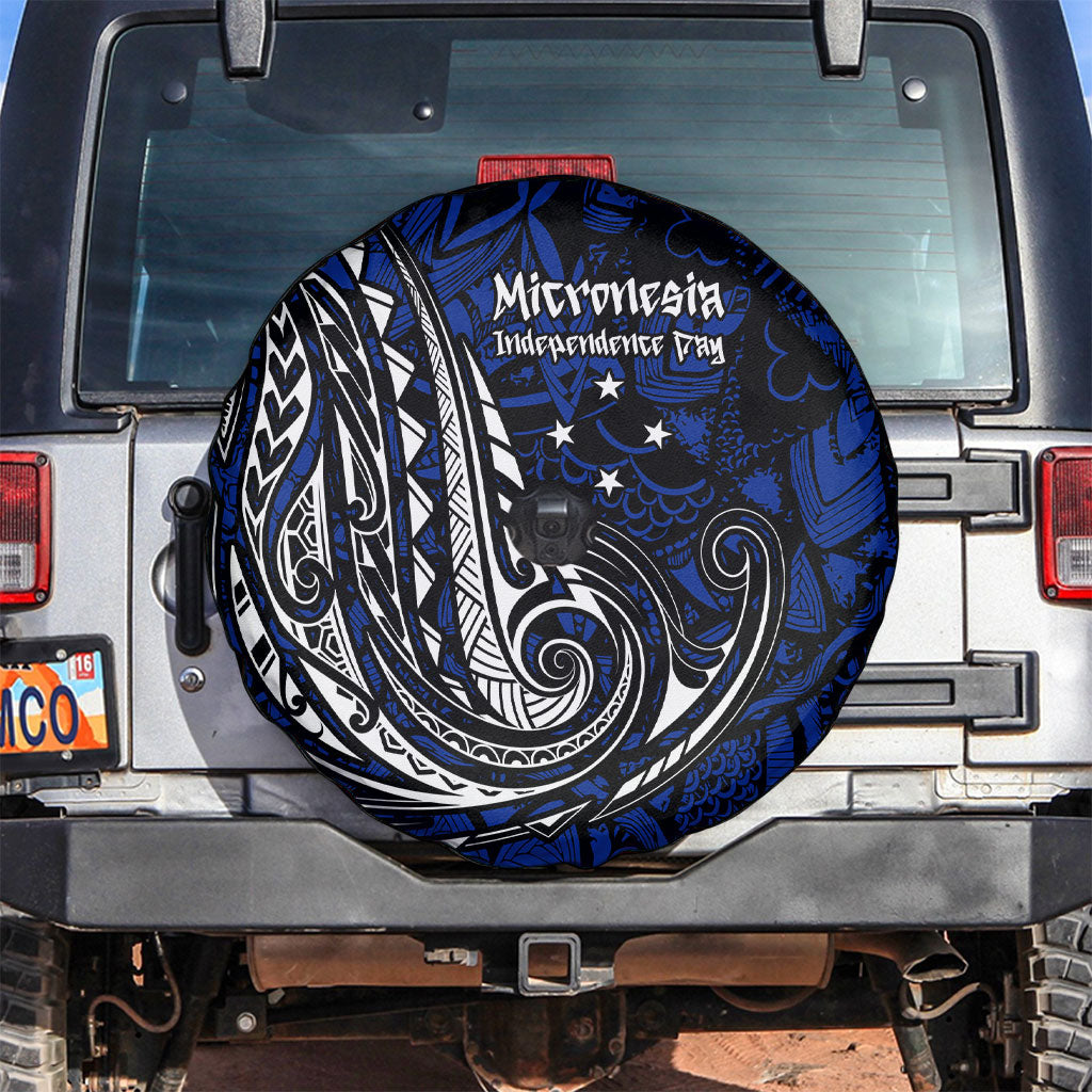 Micronesia Independence Day FSM Spare Tire Cover Tribal Tattoo Pattern Flag Seal Heritage