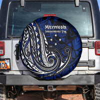 Micronesia Independence Day FSM Spare Tire Cover Tribal Tattoo Pattern Flag Seal Heritage